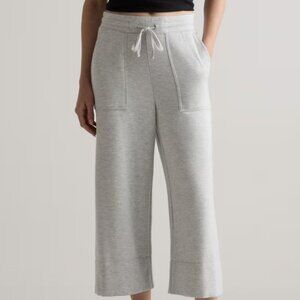 Heather Gray SuperSoft Fleece Cropped Wide Leg Pants - Small